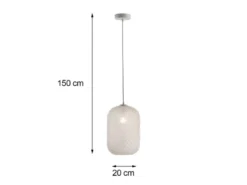 LED Pendelleuchte einflammig Kristall Glasschirm in Weiß, Ø 20cm