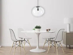 LED Pendelleuchte einflammig mit Kugel Glasschirm transparent Ø 40cm