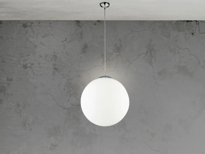 LED Pendelleuchte einflammig Glaskugel Opalweiß, Ø 35cm