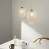 LED Pendelleuchte einflammig Kristall Glasschirm Bernsteinfarben, Ø 20cm