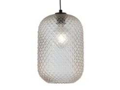 LED Pendelleuchte einflammig Kristall Glasschirm Bernsteinfarben, Ø 20cm