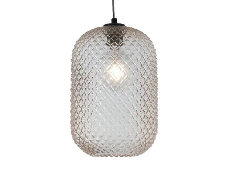 LED Pendelleuchte einflammig Kristall Glasschirm Bernsteinfarben, Ø 20cm