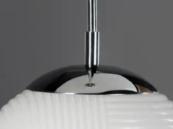 LED Pendelleuchte einflammig mit Relief Milchglas Lampenschirm Weiß, Ø 23cm