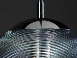 LED Pendelleuchte einflammig mit Relief Glasschirm in Blau, Ø 26cm