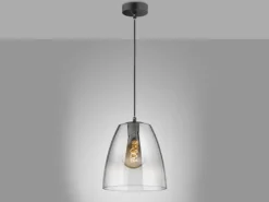 LED Pendelleuchte einflammig dimmbar Schwarz Rauchglas, Ø 20cm