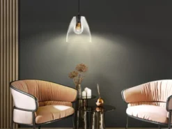 LED Pendelleuchte einflammig dimmbar Schwarz Rauchglas, Ø 20cm
