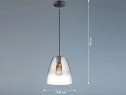 LED Pendelleuchte einflammig dimmbar Schwarz Rauchglas, Ø 20cm