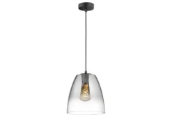 LED Pendelleuchte einflammig dimmbar Schwarz Rauchglas, Ø 25cm