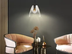 LED Pendelleuchte einflammig dimmbar Schwarz Rauchglas, Ø 25cm