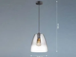 LED Pendelleuchte einflammig dimmbar Schwarz Rauchglas, Ø 25cm