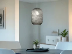 LED Pendelleuchte einflammig Kristall Glasschirm Rauchglas, Ø20cm