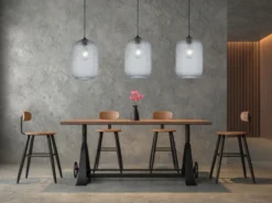 LED Pendelleuchte einflammig Kristall Glasschirm Rauchglas, Ø20cm