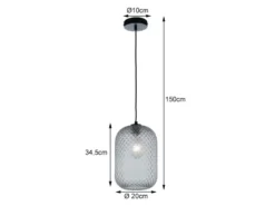 LED Pendelleuchte einflammig Kristall Glasschirm Rauchglas, Ø20cm