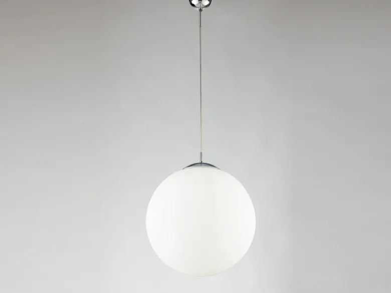 LED Pendelleuchte einflammig Glaskugel Opalweiß, Ø 45cm
