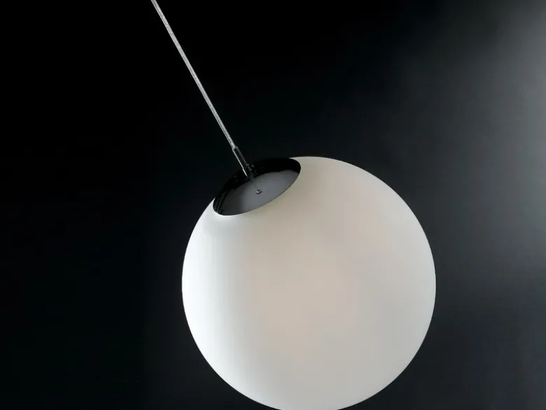 LED Pendelleuchte einflammig Glaskugel Opalweiß, Ø 45cm