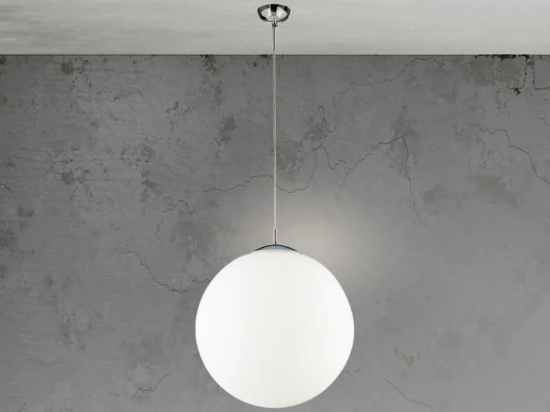 LED Pendelleuchte einflammig Glaskugel Opalweiß, Ø 45cm