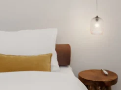 LED Pendelleuchte einflammig Kristall Glasschirm Bernsteinfarben, Ø15cm