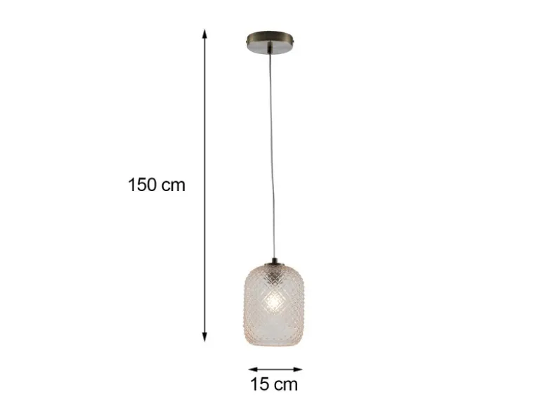 LED Pendelleuchte einflammig Kristall Glasschirm Bernsteinfarben, Ø15cm