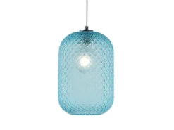LED Pendelleuchte einflammig Kristall Glasschirm in Blau, Ø 20cm