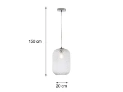 LED Pendelleuchte einflammig Kristall Glasschirm Klarglas, Ø20cm