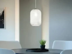 LED Pendelleuchte einflammig Kristall Glasschirm Klarglas, Ø20cm