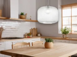 LED Pendelleuchte einflammig Kristall Glasschirm Klarglas, Ø 40cm