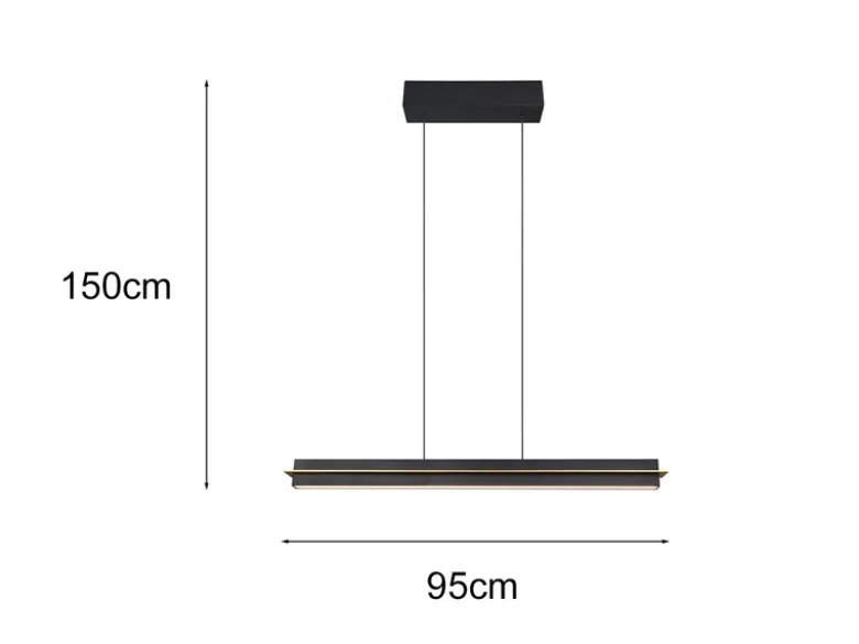 LED Pendelleuchte EMERSON höhenverstellbar & dimmbar, Schwarz, Breite 95cm
