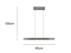 LED Pendelleuchte EMERSON höhenverstellbar & dimmbar, Silber, Breite 95cm