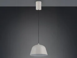 LED Pendelleuchte 1-flammig aus Metall höhenverstellbar in Hellgrau, Ø 30cm