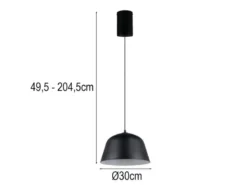 LED Pendelleuchte 1-flammig aus Metall höhenverstellbar in Schwarz, Ø 30cm