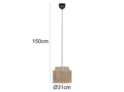 LED Pendelleuchte 1-flammig aus Jute Natur im Boho Stil, Ø 31cm
