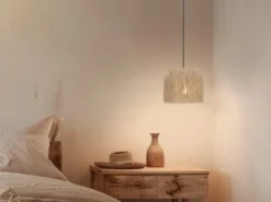 LED Pendelleuchte 1-flammig aus Jute Natur im Boho Stil, Ø 31cm