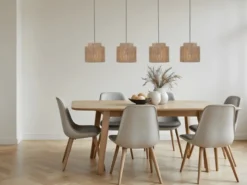 LED Pendelleuchte 4-flammig aus Jute Natur im Boho Stil, Breite 115cm