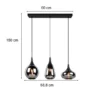 LED Pendelleuchte 3 flammig Glas Chrom verspiegelt & Rauchglas Optik, B: 69cm