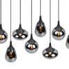 LED Pendelleuchte 8 flammig Glas Chrom verspiegelt & Rauchglas Optik, B: 121cm