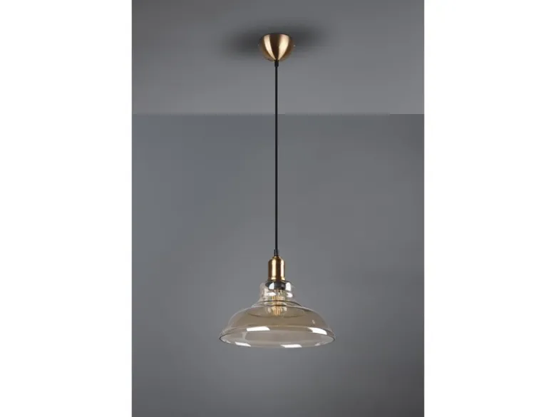 LED Pendelleuchte 1-flammig Glaslampenschirm Amberfarbig, Ø 28cm