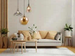 LED Pendelleuchte 1-flammig Glaslampenschirm Amberfarbig, Ø 28cm