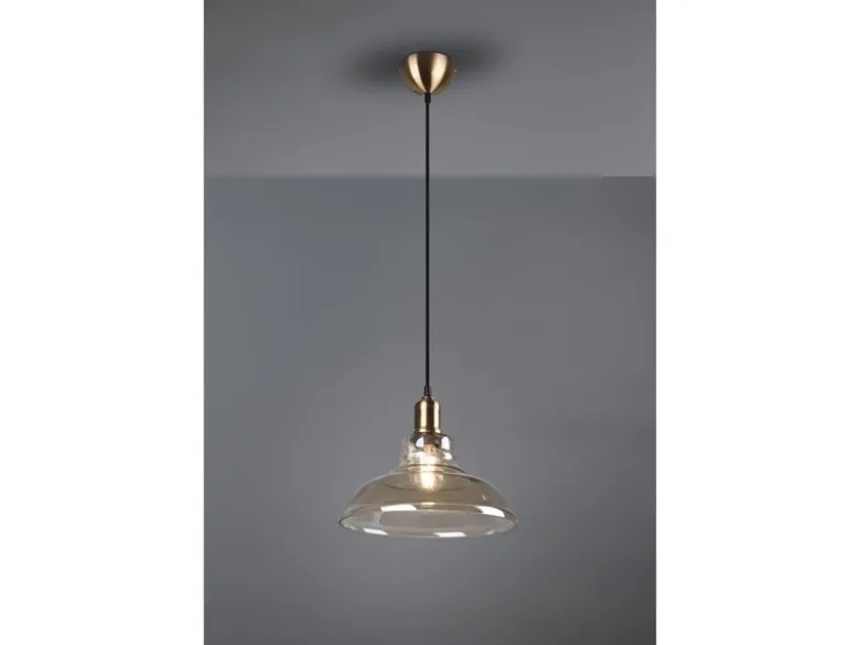 LED Pendelleuchte 1-flammig Glaslampenschirm Amberfarbig, Ø 28cm