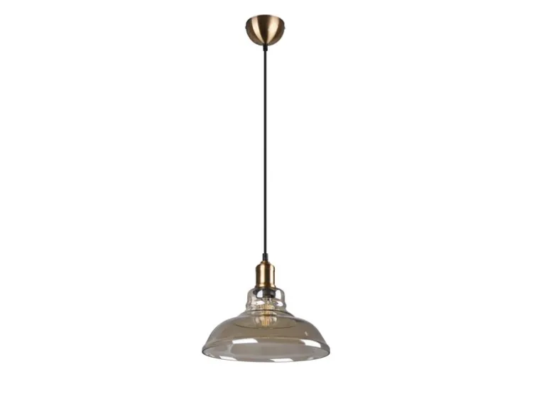 LED Pendelleuchte 1-flammig Glaslampenschirm Amberfarbig, Ø 28cm