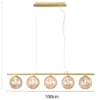 LED Pendelleuchte 5-flammig Gold-Glaskugeln Bernstein, Breite 100cm