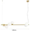 LED Pendelleuchte 6-flammig Gold mit Glaskugeln in Opalweiß, Breite 120cm