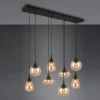 LED Pendelleuchte 8-flammig groß mit Glas amberfarbig, Breite 121cm