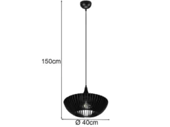 LED Pendelleuchte 1-flammig in Schwarz matt Holz Lamellenlampe, Ø 40 cm