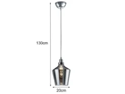 LED Pendelleuchte 1-flammig klein mit Rauchglas Lampenschirm, Ø 20cm