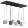 LED Pendelleuchte 8-flammig lang Stoffschirme Bunt, Breite 115cm