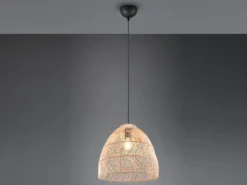 LED Pendelleuchte 1-flammig Lampenschirm Korbgeflecht aus Rattan, Ø 35cm