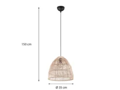 LED Pendelleuchte 1-flammig Lampenschirm Korbgeflecht aus Rattan, Ø 35cm