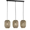 LED Pendelleuchte 3-flammig Lampenschirme mit Bambus Korbgeflecht, B: 69cm