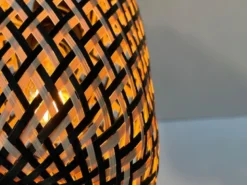 LED Pendelleuchte 3-flammig Lampenschirme mit Bambus Korbgeflecht, B: 69cm