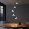 LED Pendelleuchte 5-flammig Metall Silber, Schirme Beton, Ø 35cm